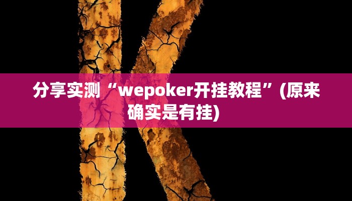 分享实测“wepoker开挂教程”(原来确实是有挂) 