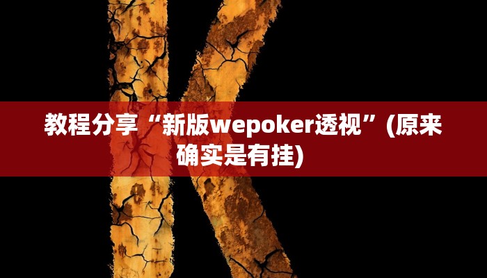 教程分享“新版wepoker透视”(原来确实是有挂) 教程分享“新版wepoker透视”(原来确实是有挂)