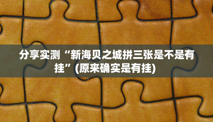 分享实测“新海贝之城拼三张是不是有挂”(原来确实是有挂) 