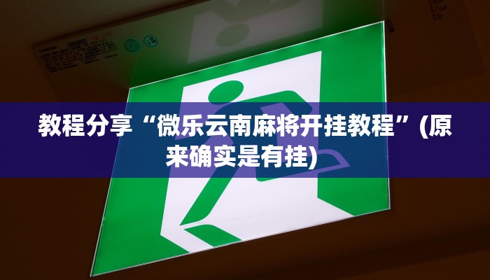 教程分享“微乐云南麻将开挂教程”(原来确实是有挂) 