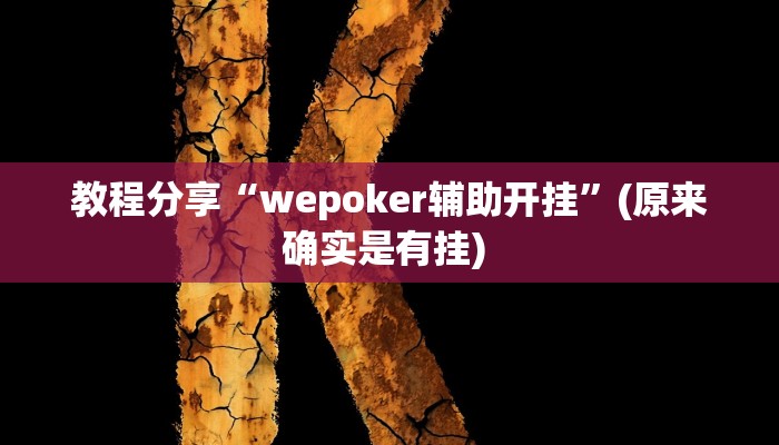 教程分享“wepoker辅助开挂”(原来确实是有挂) 