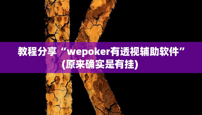 教程分享“wepoker有透视辅助软件”(原来确实是有挂) 