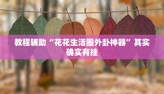 教程辅助“花花生活圈外卦神器”其实确实有挂