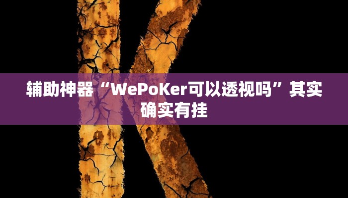 辅助神器“WePoKer可以透视吗”其实确实有挂 辅助神器“WePoKer可以透视吗”其实确实有挂
