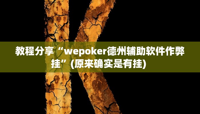 教程分享“wepoker德州辅助软件作弊挂”(原来确实是有挂) 