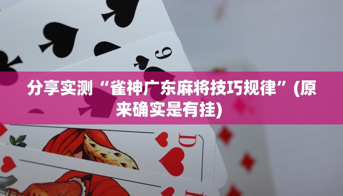 分享实测“雀神广东麻将技巧规律”(原来确实是有挂) 