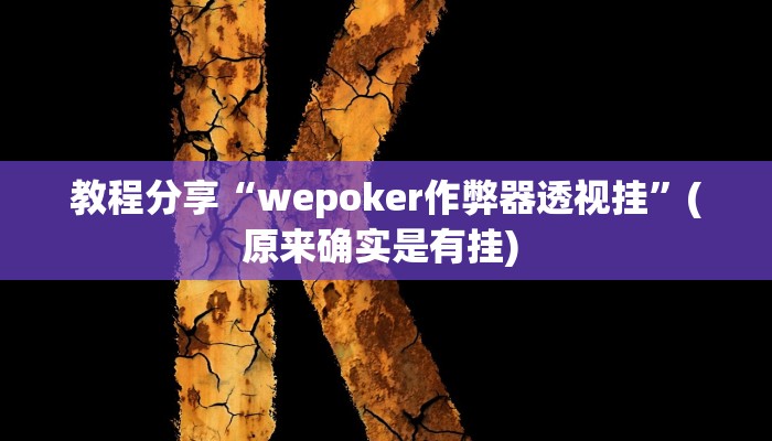 教程分享“wepoker作弊器透视挂”(原来确实是有挂) 