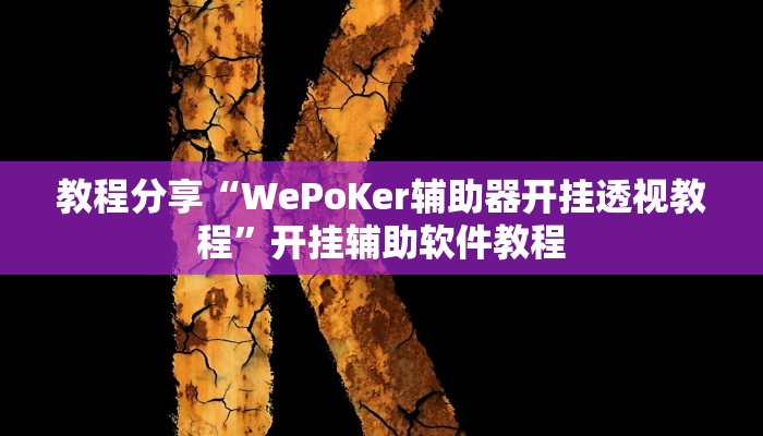 教程分享“WePoKer辅助器开挂透视教程”开挂辅助软件教程
