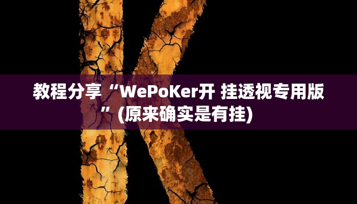 教程分享“WePoKer开 挂透视专用版”(原来确实是有挂) 