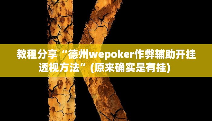 教程分享“德州wepoker作弊辅助开挂透视方法”(原来确实是有挂) 
