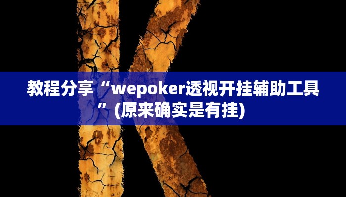 教程分享“wepoker透视开挂辅助工具”(原来确实是有挂) 