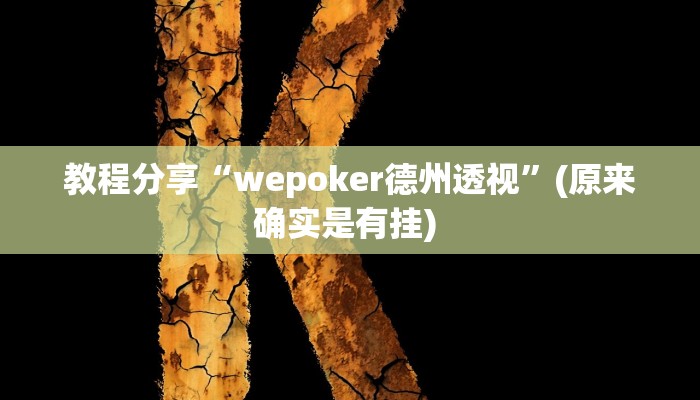教程分享“wepoker德州透视”(原来确实是有挂) 教程分享“wepoker德州透视”(原来确实是有挂)