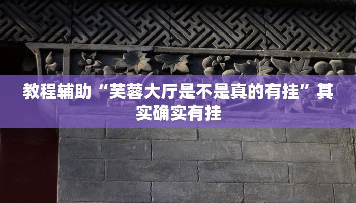 教程辅助“芙蓉大厅是不是真的有挂”其实确实有挂