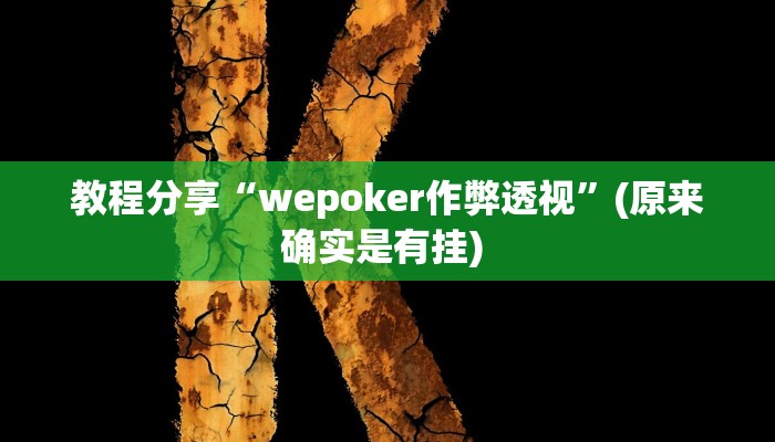 教程分享“wepoker作弊透视”(原来确实是有挂) 