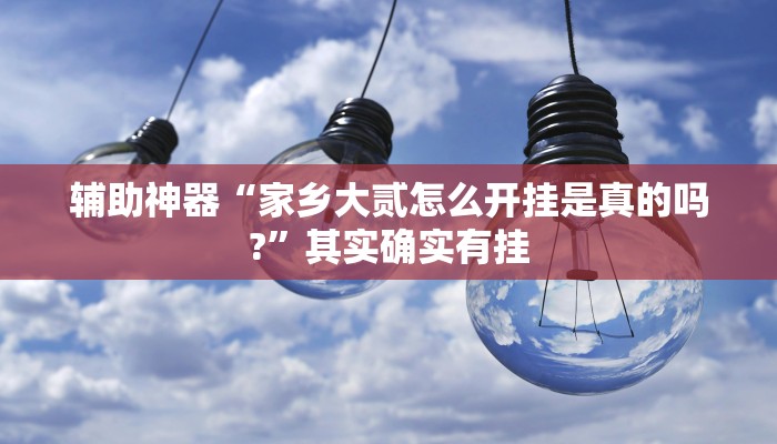 辅助神器“家乡大贰怎么开挂是真的吗?”其实确实有挂