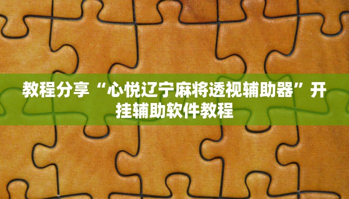 教程分享“心悦辽宁麻将透视辅助器”开挂辅助软件教程