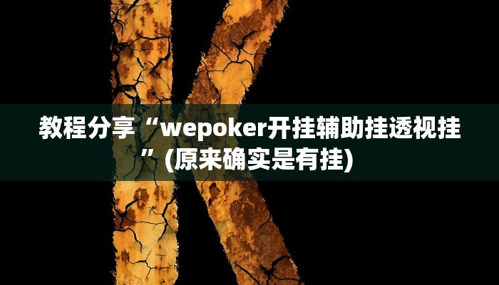 教程分享“wepoker开挂辅助挂透视挂”(原来确实是有挂) 