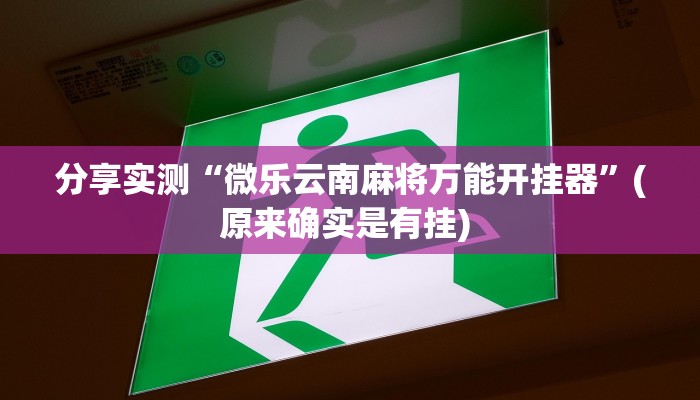 分享实测“微乐云南麻将万能开挂器”(原来确实是有挂) 