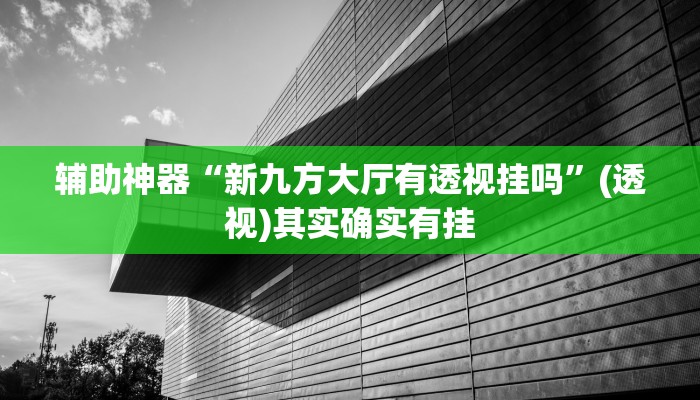辅助神器“新九方大厅有透视挂吗”(透视)其实确实有挂