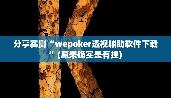 分享实测“wepoker透视辅助软件下载 ”(原来确实是有挂) 