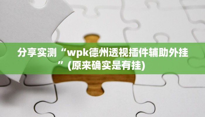 分享实测“wpk德州透视插件辅助外挂”(原来确实是有挂) 