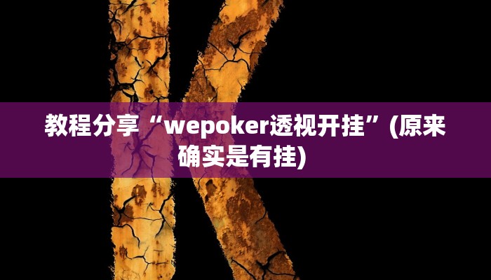 教程分享“wepoker透视开挂”(原来确实是有挂) 