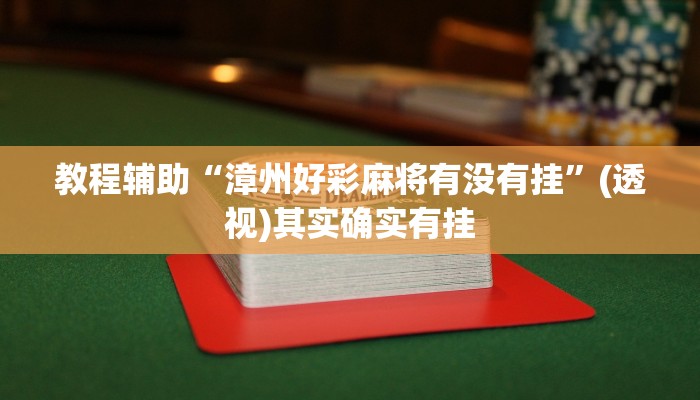 教程辅助“漳州好彩麻将有没有挂”(透视)其实确实有挂