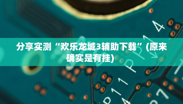 分享实测“欢乐龙城3辅助下载”(原来确实是有挂) 