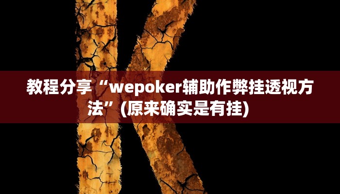 教程分享“wepoker辅助作弊挂透视方法”(原来确实是有挂) 