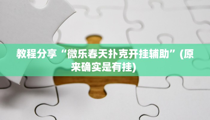 教程分享“微乐春天扑克开挂辅助”(原来确实是有挂) 