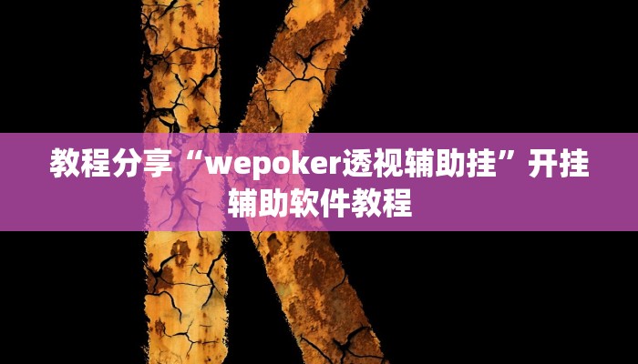 教程分享“wepoker透视辅助挂”开挂辅助软件教程
