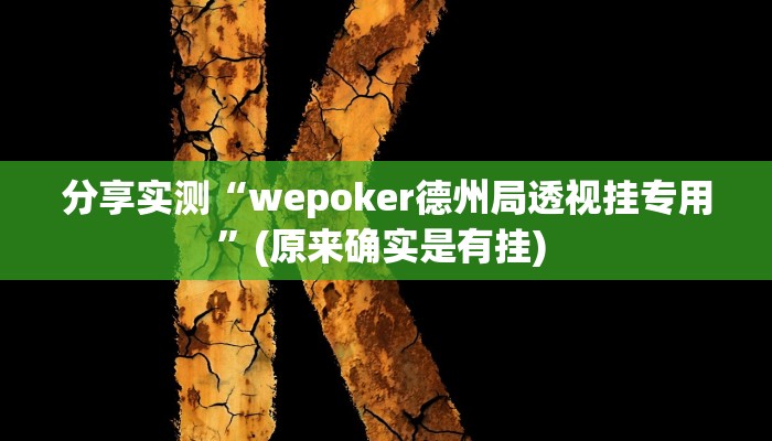 分享实测“wepoker德州局透视挂专用”(原来确实是有挂) 