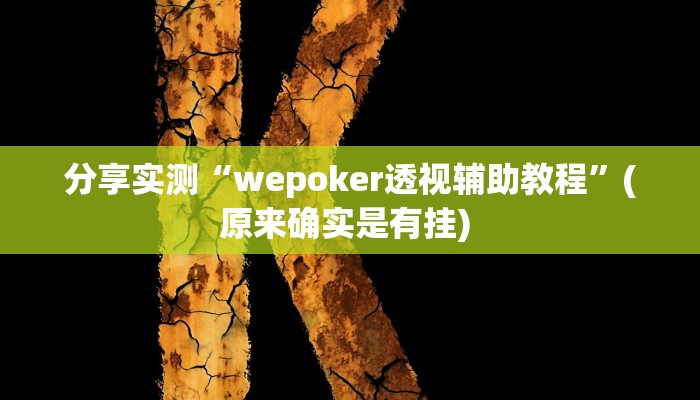 分享实测“wepoker透视辅助教程”(原来确实是有挂) 
