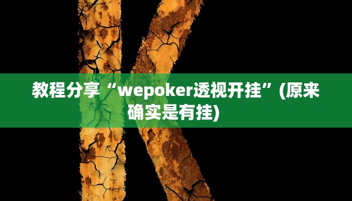 教程分享“wepoker透视开挂”(原来确实是有挂) 