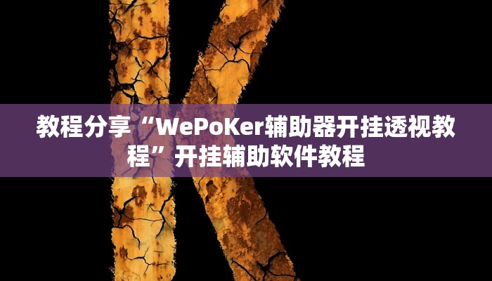 教程分享“WePoKer辅助器开挂透视教程”开挂辅助软件教程