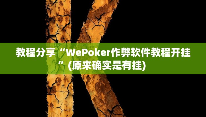 教程分享“WePoker作弊软件教程开挂”(原来确实是有挂) 