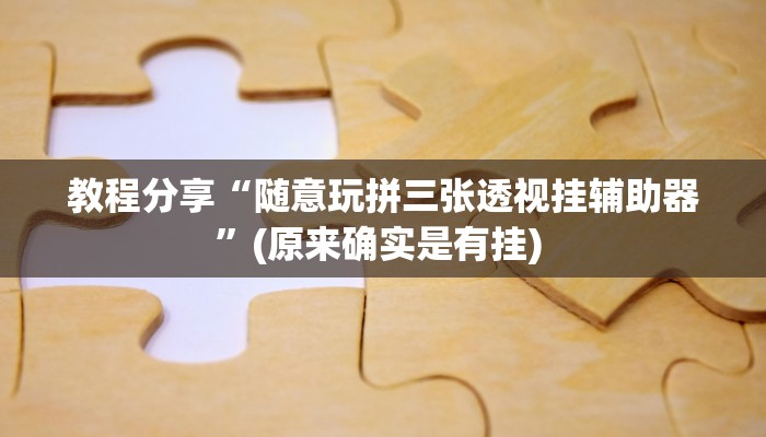 教程分享“随意玩拼三张透视挂辅助器”(原来确实是有挂) 
