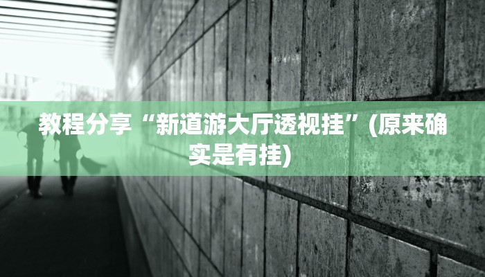 教程分享“新道游大厅透视挂”(原来确实是有挂) 