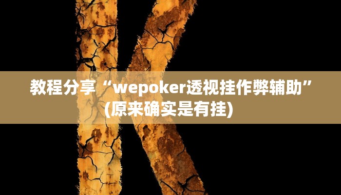 教程分享“wepoker透视挂作弊辅助”(原来确实是有挂) 