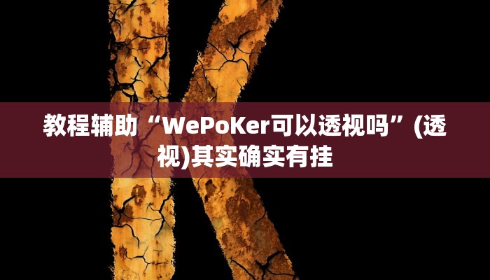 教程辅助“WePoKer可以透视吗”(透视)其实确实有挂