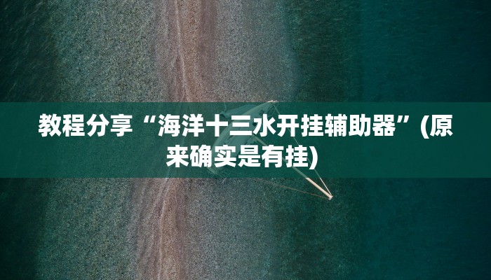 教程分享“海洋十三水开挂辅助器”(原来确实是有挂) 