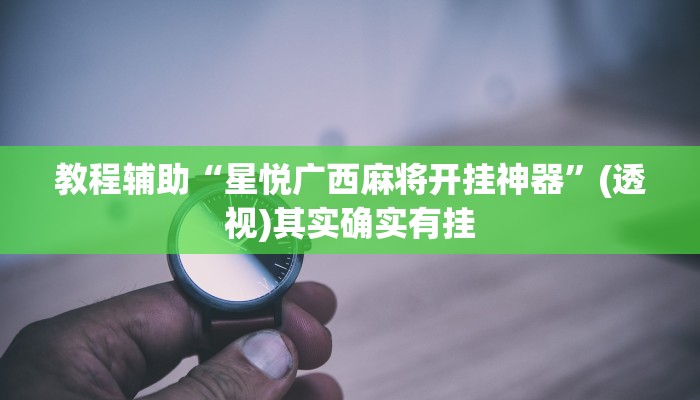 教程辅助“星悦广西麻将开挂神器”(透视)其实确实有挂 教程辅助“星悦广西麻将开挂神器”(透视)其实确实有挂