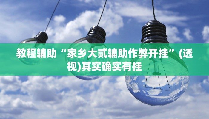教程辅助“家乡大贰辅助作弊开挂”(透视)其实确实有挂