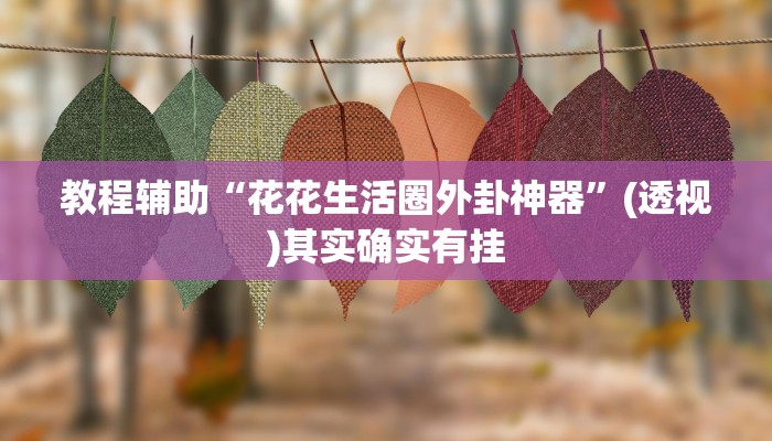 教程辅助“花花生活圈外卦神器”(透视)其实确实有挂 教程辅助“花花生活圈外卦神器”(透视)其实确实有挂