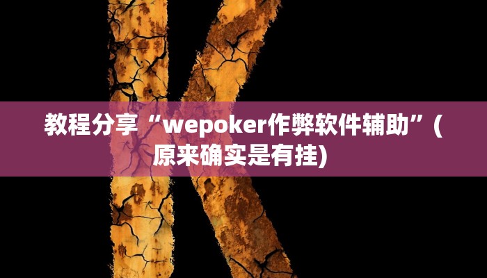 教程分享“wepoker作弊软件辅助”(原来确实是有挂) 