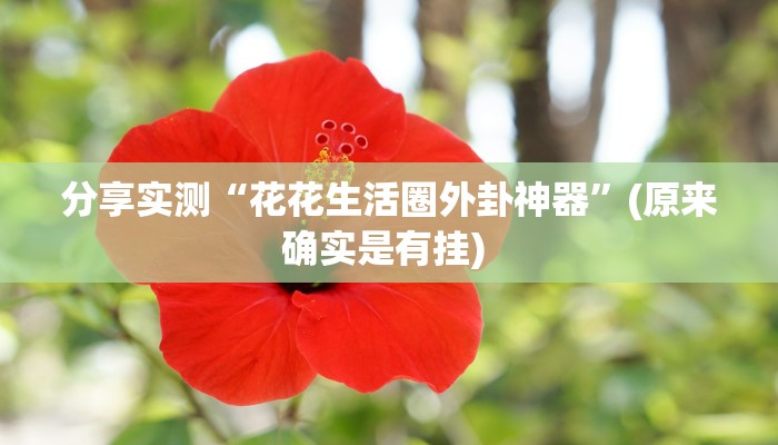 分享实测“花花生活圈外卦神器”(原来确实是有挂) 分享实测“花花生活圈外卦神器”(原来确实是有挂)