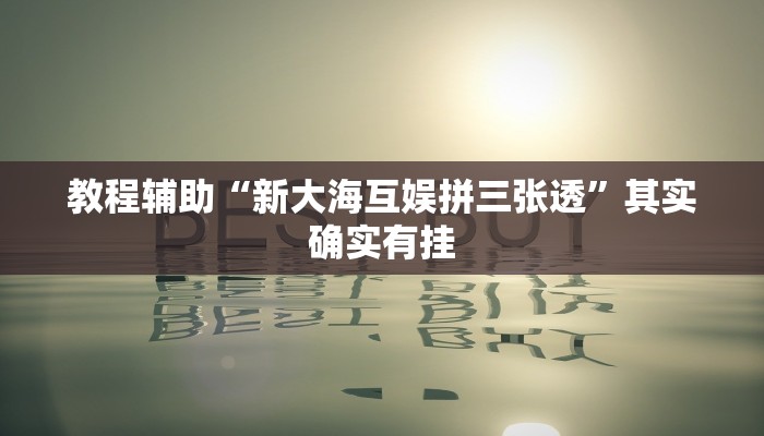 教程辅助“新大海互娱拼三张透”其实确实有挂