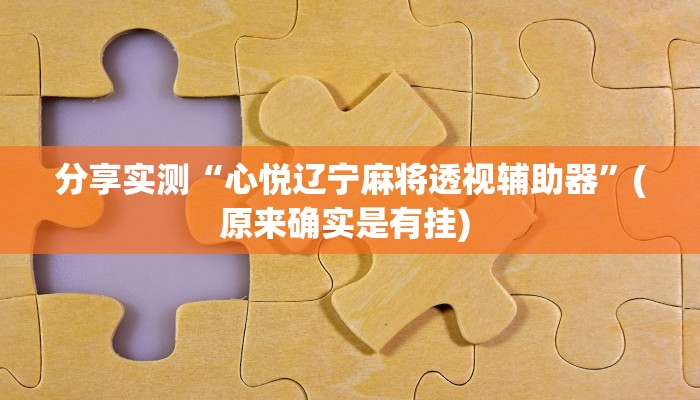 分享实测“心悦辽宁麻将透视辅助器”(原来确实是有挂) 