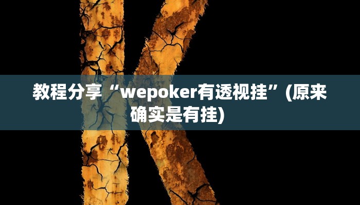 教程分享“wepoker有透视挂”(原来确实是有挂) 