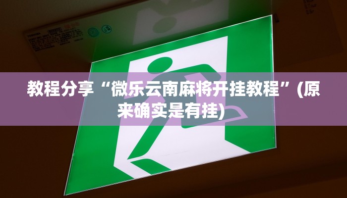 教程分享“微乐云南麻将开挂教程”(原来确实是有挂) 